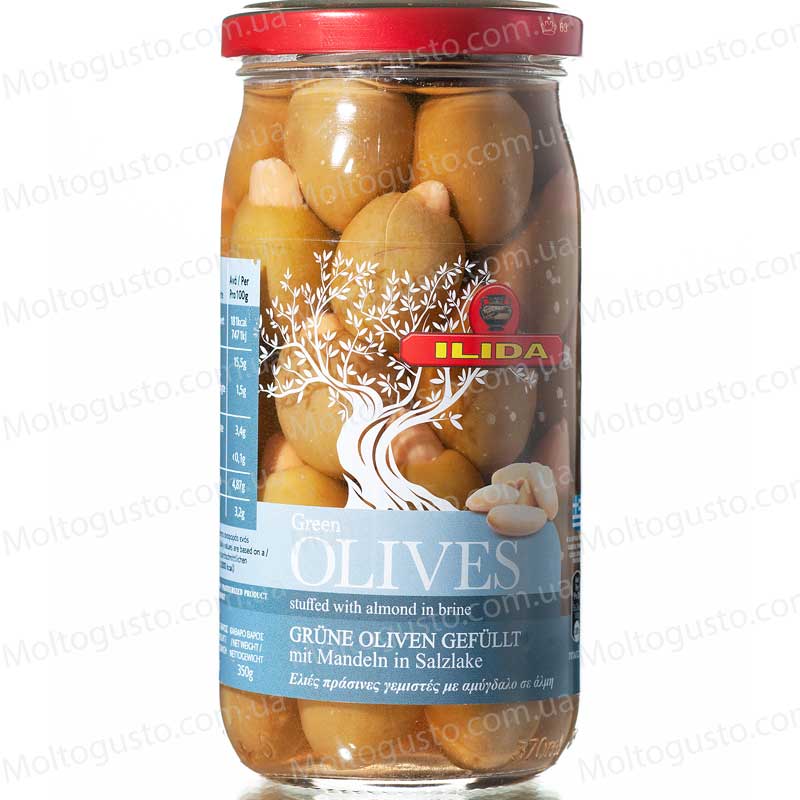 Оливки Agriniou с миндалем в стекле 215г Греция