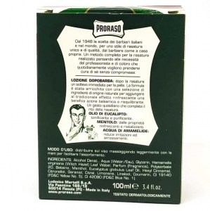 Лосьон после бритья с ментолом и эвкалиптом Proraso 100мл Италия, Firenze