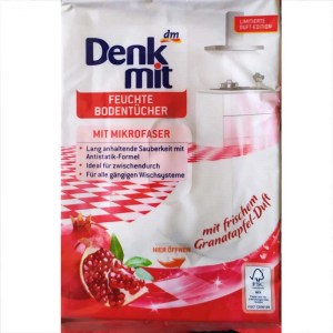 Feuchte Bodentücher влажные салфетки для мытья полов с микрофиброй Denkmit 15 шт