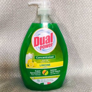 Концентрат гель для миття посуду Dual Power Limone з дозатором 1 л (8032680399343) Італія