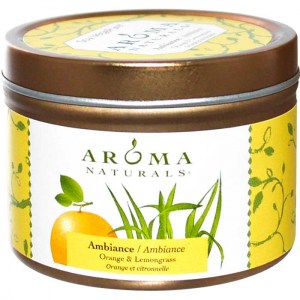 Aroma Naturals, Soy VegePure, Свеча апельсин и лемонграсс, Ambience, 79г США